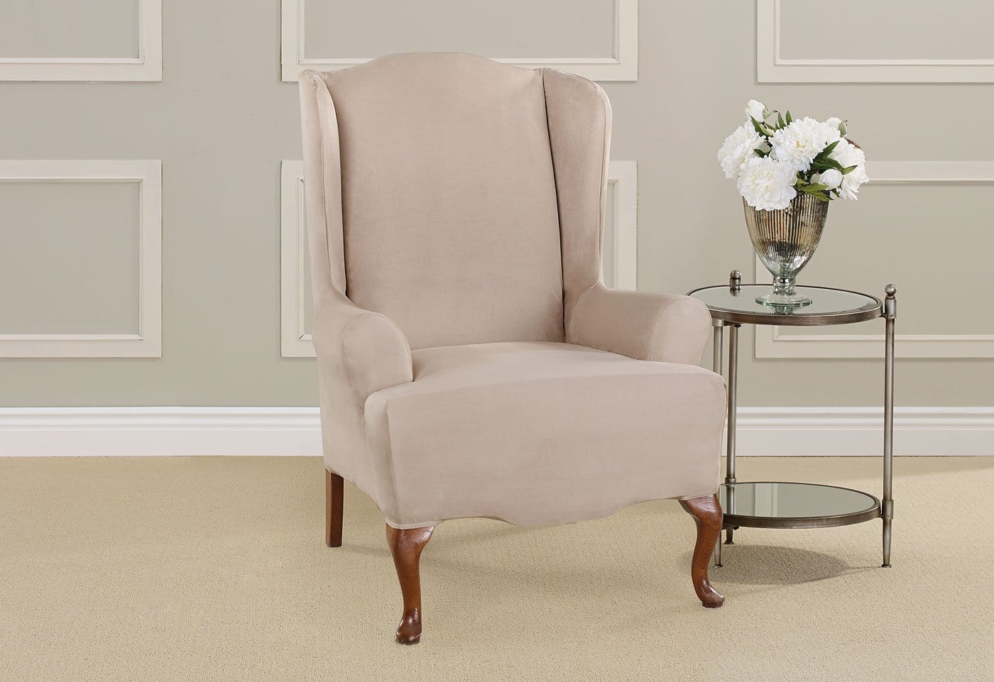 Sure Fit Soft Faux Suede Wing Chair Slipcover - ShopStyle