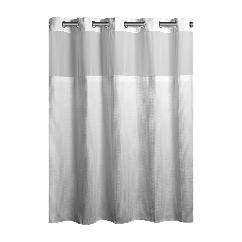 Hookless Waffle 71-Inch x 74-inch Fabric Shower Curtain in Dark Grey