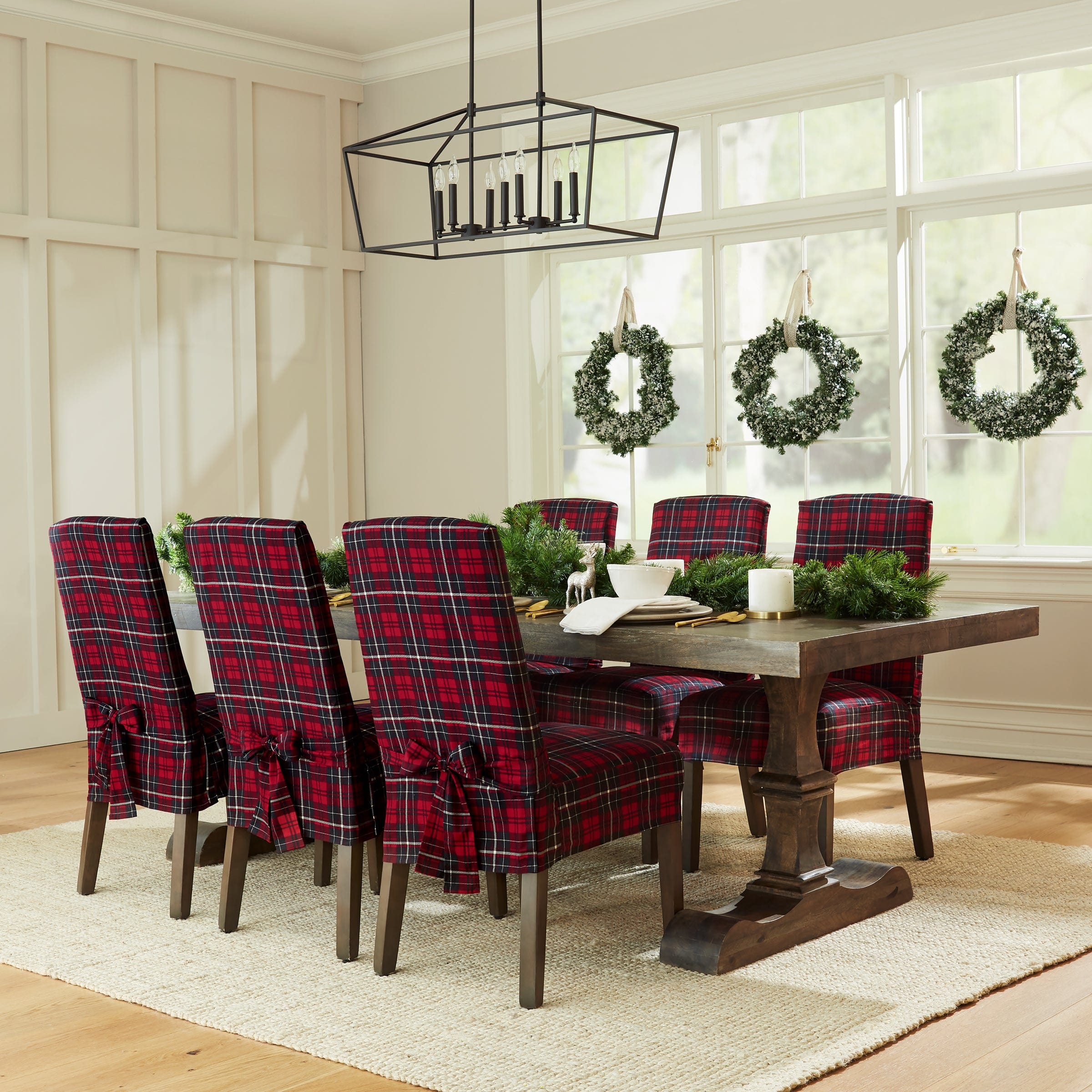 Red dining chair deals slipcovers