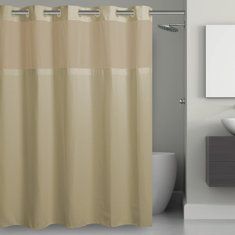 Hookless Microfiber Shower Curtain - White