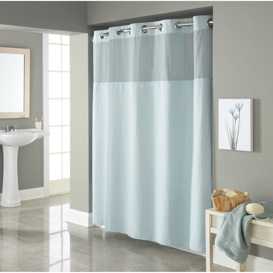 Hookless Waffle 71 x 74 Fabric Shower Curtain in Sea Blue