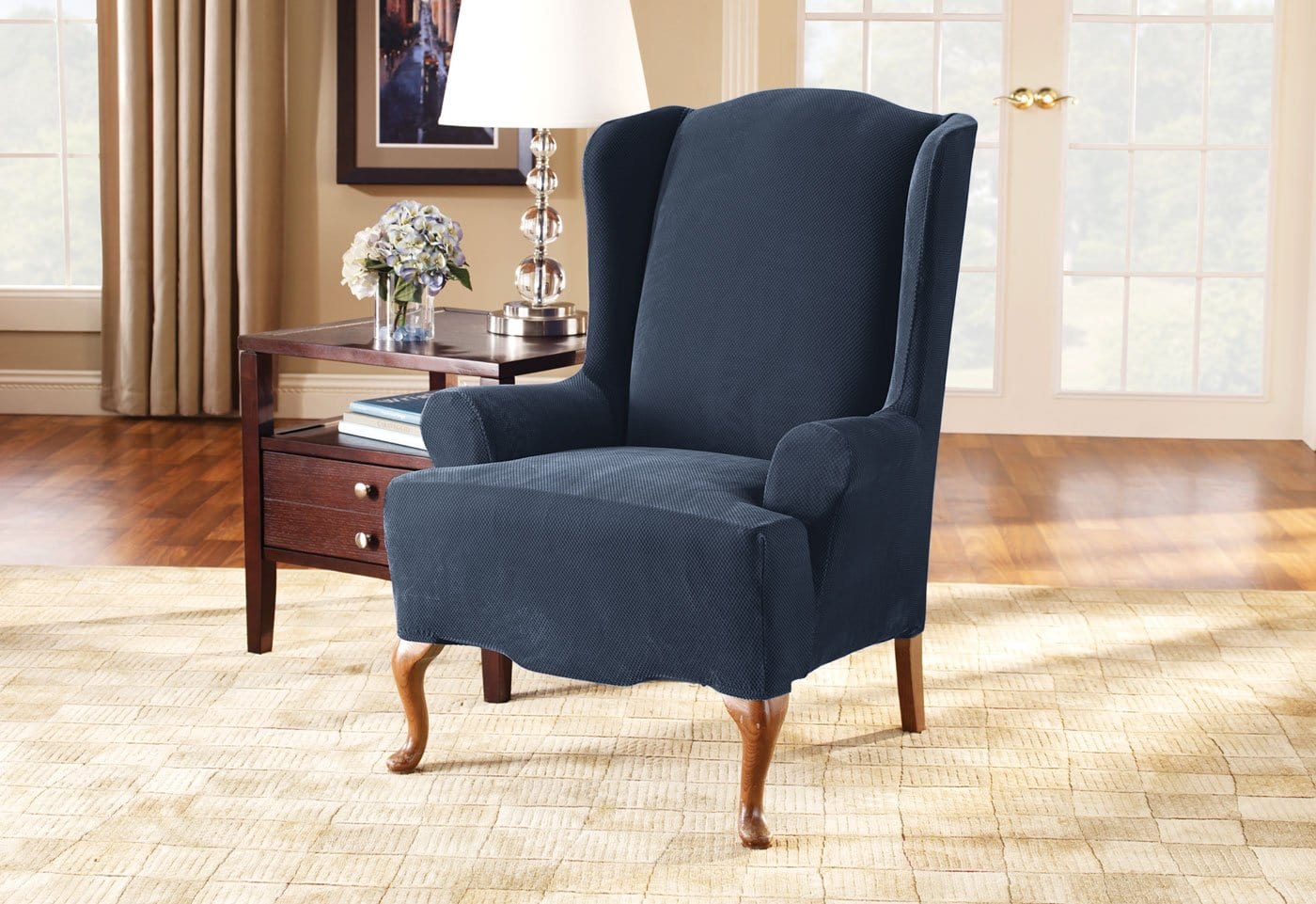 Sure fit stretch pique online wing chair recliner slipcover