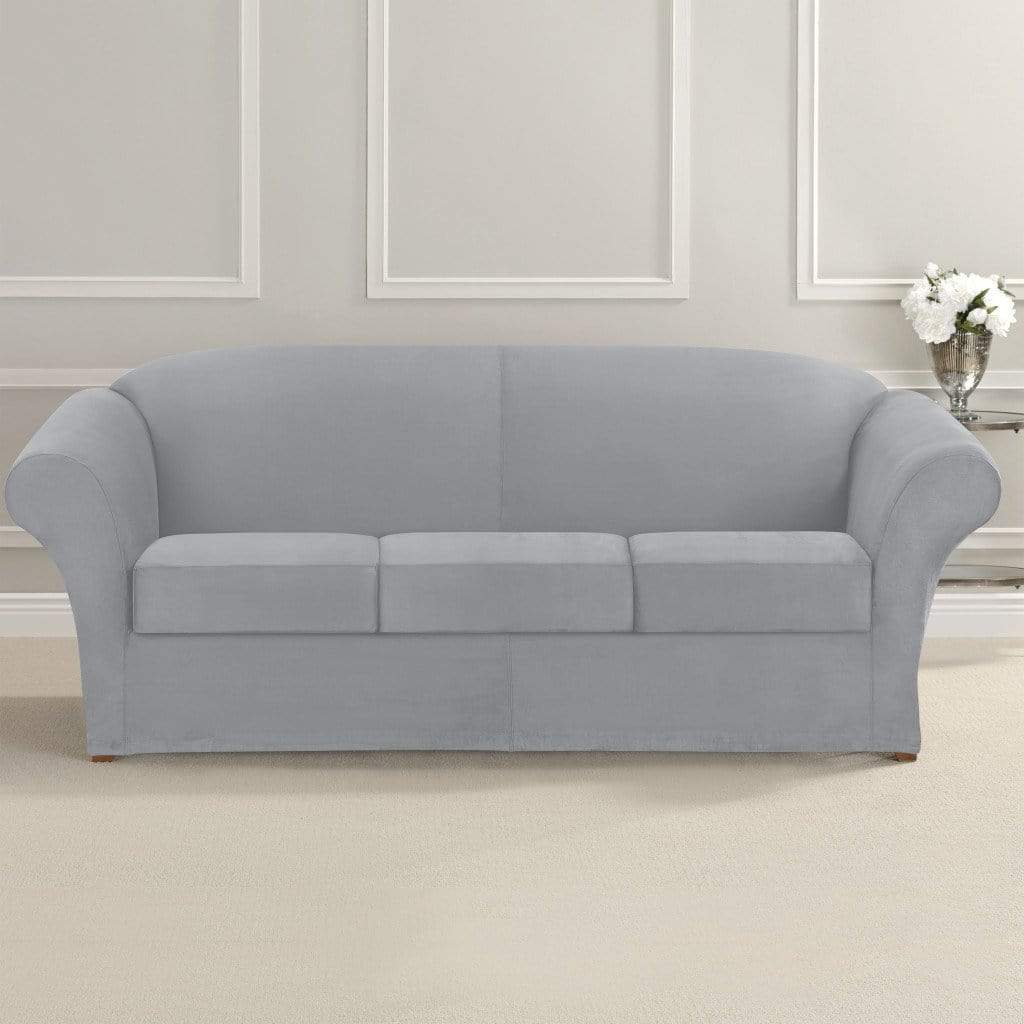 Stretch pique four piece top 3 seat sleeper sofa slipcover